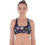 Shiny Winter Snowflake Abstract Christmas Cold Crystal December Cross Back Hipster Bikini Top 