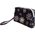 Shiny Winter Snowflake Abstract Christmas Cold Crystal December Wristlet Pouch Bag (Small)