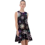 Shiny Winter Snowflake Abstract Christmas Cold Crystal December Frill Swing Dress