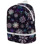 Shiny Winter Snowflake Abstract Christmas Cold Crystal December Zip Bottom Backpack