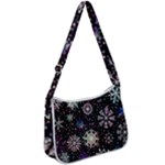 Shiny Winter Snowflake Abstract Christmas Cold Crystal December Zip Up Shoulder Bag