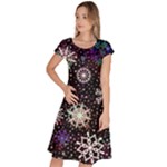 Shiny Winter Snowflake Abstract Christmas Cold Crystal December Classic Short Sleeve Dress