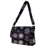 Shiny Winter Snowflake Abstract Christmas Cold Crystal December Full Print Messenger Bag (L)