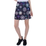 Shiny Winter Snowflake Abstract Christmas Cold Crystal December Tennis Skirt