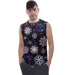 Shiny Winter Snowflake Abstract Christmas Cold Crystal December Men s Regular Tank Top