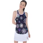 Shiny Winter Snowflake Abstract Christmas Cold Crystal December Racer Back Mesh Tank Top