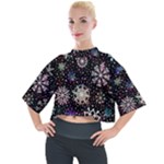 Shiny Winter Snowflake Abstract Christmas Cold Crystal December Mock Neck T-Shirt