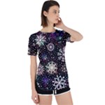 Shiny Winter Snowflake Abstract Christmas Cold Crystal December Perpetual Short Sleeve T-Shirt