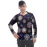 Shiny Winter Snowflake Abstract Christmas Cold Crystal December Men s Pique Long Sleeve T-Shirt