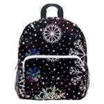 Shiny Winter Snowflake Abstract Christmas Cold Crystal December Kids  Age 5-10 Lightweight School Backpack with Side Pockets