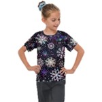 Shiny Winter Snowflake Abstract Christmas Cold Crystal December Kids  Mesh Piece T-Shirt