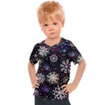 Shiny Winter Snowflake Abstract Christmas Cold Crystal December Kids  Sports T-Shirt