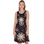 Shiny Winter Snowflake Abstract Christmas Cold Crystal December Knee Length Skater Dress With Pockets