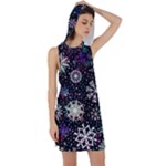 Shiny Winter Snowflake Abstract Christmas Cold Crystal December Racer Back Hoodie Dress