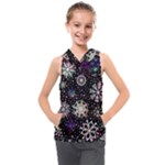 Shiny Winter Snowflake Abstract Christmas Cold Crystal December Kids  Sleeveless Hoodie