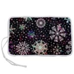 Shiny Winter Snowflake Abstract Christmas Cold Crystal December Pen Storage Case (M)