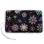 Shiny Winter Snowflake Abstract Christmas Cold Crystal December Pen Storage Case (L)