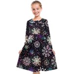 Shiny Winter Snowflake Abstract Christmas Cold Crystal December Kids  Midi Sailor Dress