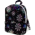 Shiny Winter Snowflake Abstract Christmas Cold Crystal December Zip Up Backpack