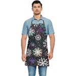 Shiny Winter Snowflake Abstract Christmas Cold Crystal December Kitchen Apron