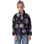 Shiny Winter Snowflake Abstract Christmas Cold Crystal December Kids  Half Zip Hoodie