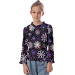 Shiny Winter Snowflake Abstract Christmas Cold Crystal December Kids  Frill Detail T-Shirt