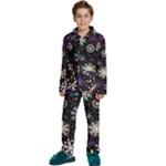 Shiny Winter Snowflake Abstract Christmas Cold Crystal December Kids  Long Sleeve Velvet Pajamas Set