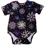 Shiny Winter Snowflake Abstract Christmas Cold Crystal December Baby Short Sleeve Bodysuit