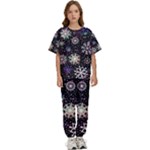 Shiny Winter Snowflake Abstract Christmas Cold Crystal December Kids  T-Shirt and Pants Sports Set