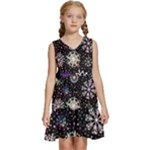 Shiny Winter Snowflake Abstract Christmas Cold Crystal December Kids  Sleeveless Tiered Mini Dress