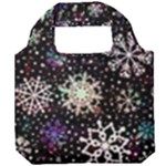 Shiny Winter Snowflake Abstract Christmas Cold Crystal December Foldable Grocery Recycle Bag