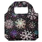 Shiny Winter Snowflake Abstract Christmas Cold Crystal December Premium Foldable Grocery Recycle Bag