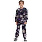 Shiny Winter Snowflake Abstract Christmas Cold Crystal December Kids  Sweatshirt set