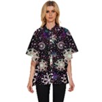 Shiny Winter Snowflake Abstract Christmas Cold Crystal December Women s Batwing Button Up Shirt