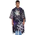 Shiny Winter Snowflake Abstract Christmas Cold Crystal December Men s Hooded Rain Ponchos