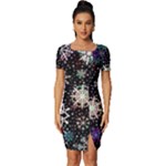 Shiny Winter Snowflake Abstract Christmas Cold Crystal December Fitted Knot Split End Bodycon Dress