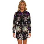 Shiny Winter Snowflake Abstract Christmas Cold Crystal December Womens Long Sleeve Shirt Dress