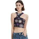 Shiny Winter Snowflake Abstract Christmas Cold Crystal December Cut Out Top