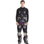 Shiny Winter Snowflake Abstract Christmas Cold Crystal December Men s Front Zip Ski And Snowboard Bib Pants