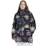 Shiny Winter Snowflake Abstract Christmas Cold Crystal December Women s Multi Pockets Zip Ski and Snowboard Waterproof Breathable Jacket