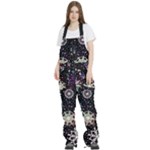 Shiny Winter Snowflake Abstract Christmas Cold Crystal December Women s Front Zip Ski And Snowboard Bib Pants