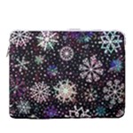 Shiny Winter Snowflake Abstract Christmas Cold Crystal December 15  Vertical Laptop Sleeve Case With Pocket