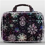 Shiny Winter Snowflake Abstract Christmas Cold Crystal December Travel Toiletry Bag With Hanging Hook