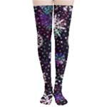 Shiny Winter Snowflake Abstract Christmas Cold Crystal December Thigh High Stockings