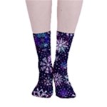 Shiny Winter Snowflake Abstract Christmas Cold Crystal December Smooth Crew Length Tube Socks