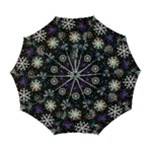 Shiny Winter Snowflake Abstract Christmas Cold Crystal December Automatic Folding Umbrella with Case (Large)