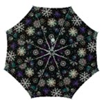 Shiny Winter Snowflake Abstract Christmas Cold Crystal December Automatic Folding Umbrella with Case (Medium)