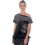 Feel of music Off Shoulder Tie-Up T-Shirt