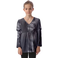 Kids  V Neck Casual Top 