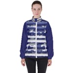 Metallic Rhythm Print Women s High Neck Windbreaker